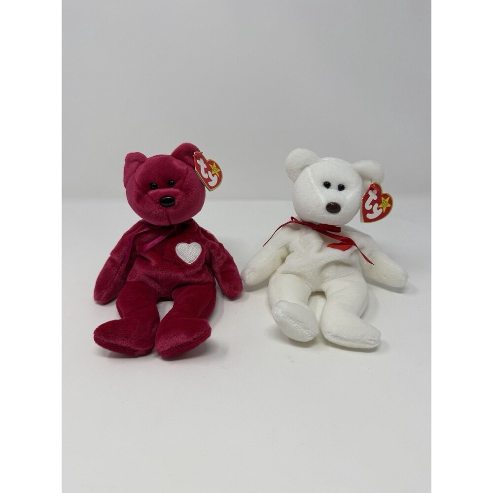 Ty Beanie Babies Bears Pair Valentina 1999 and Valentino 1993 - Vintage MWMTs